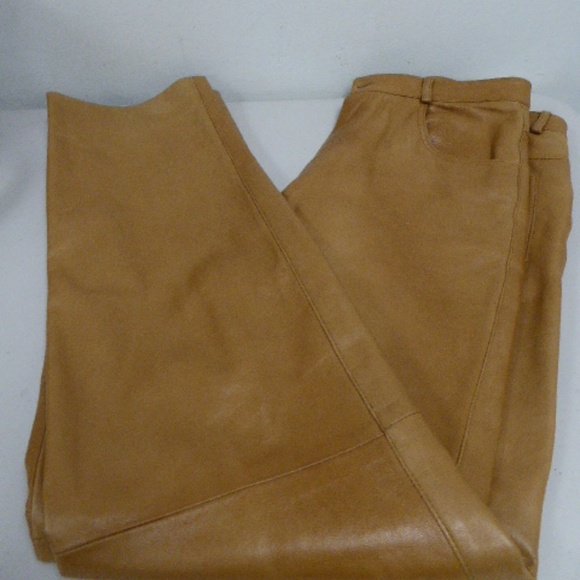 Holt Renfrew butterscotch caramel tan leather pants high risejeans 30 vintage